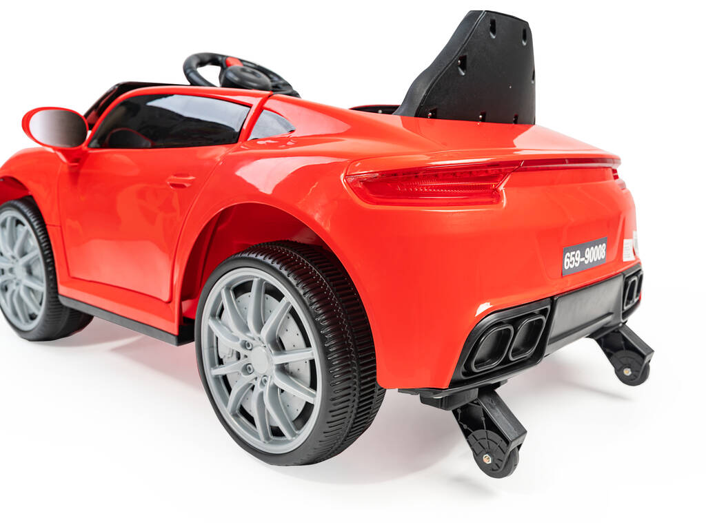 Voiture de Sport à Batterie et Télécommandée Rouge avec Lumières et Musique 6V. Télécommandé
