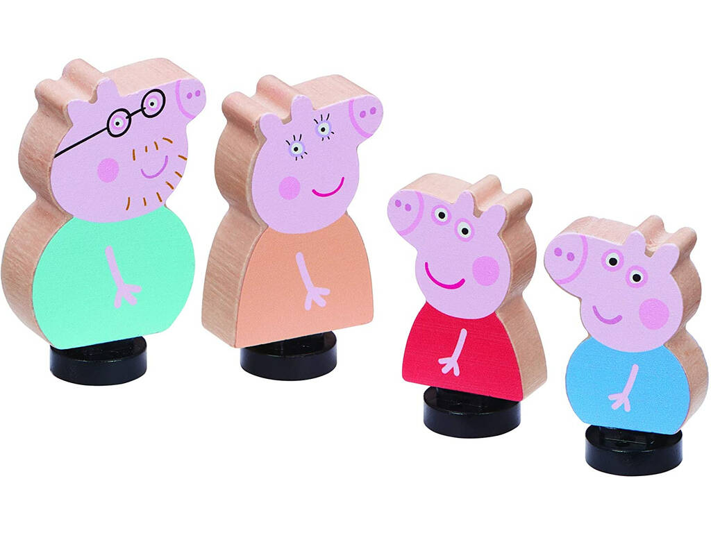 Peppa Pig Pack 4 Figure Legno Famiglia Peppa Pig Bandai CO07207