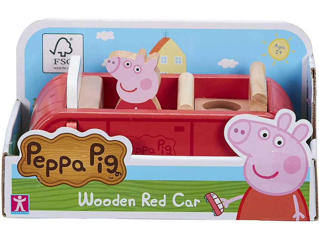 Peppa Pig Auto di legno con figura Bandai CO07208