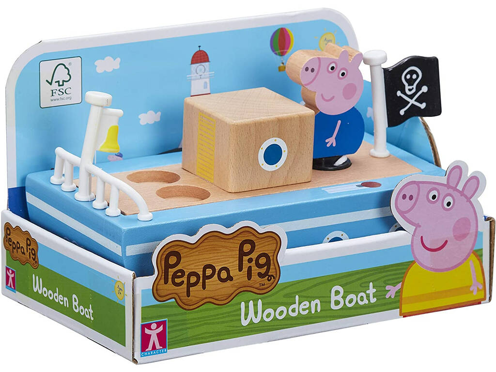 Peppa Pig Barco de Madera con Figura Bandai CO07209