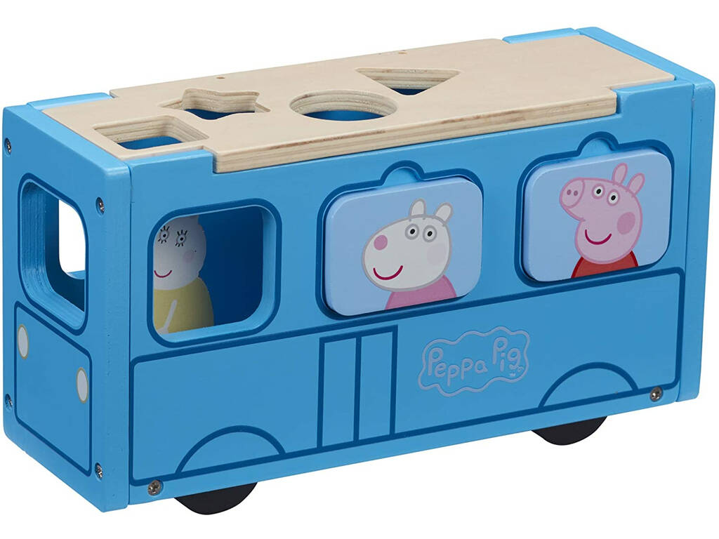 Peppa Pig Bus di legno con figura e forme Bandai CO07222