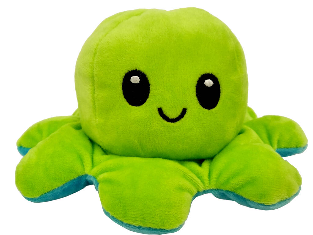 Polvo de Peluche Estado de Espirito Reversível de 20 cm. Verde e Azul