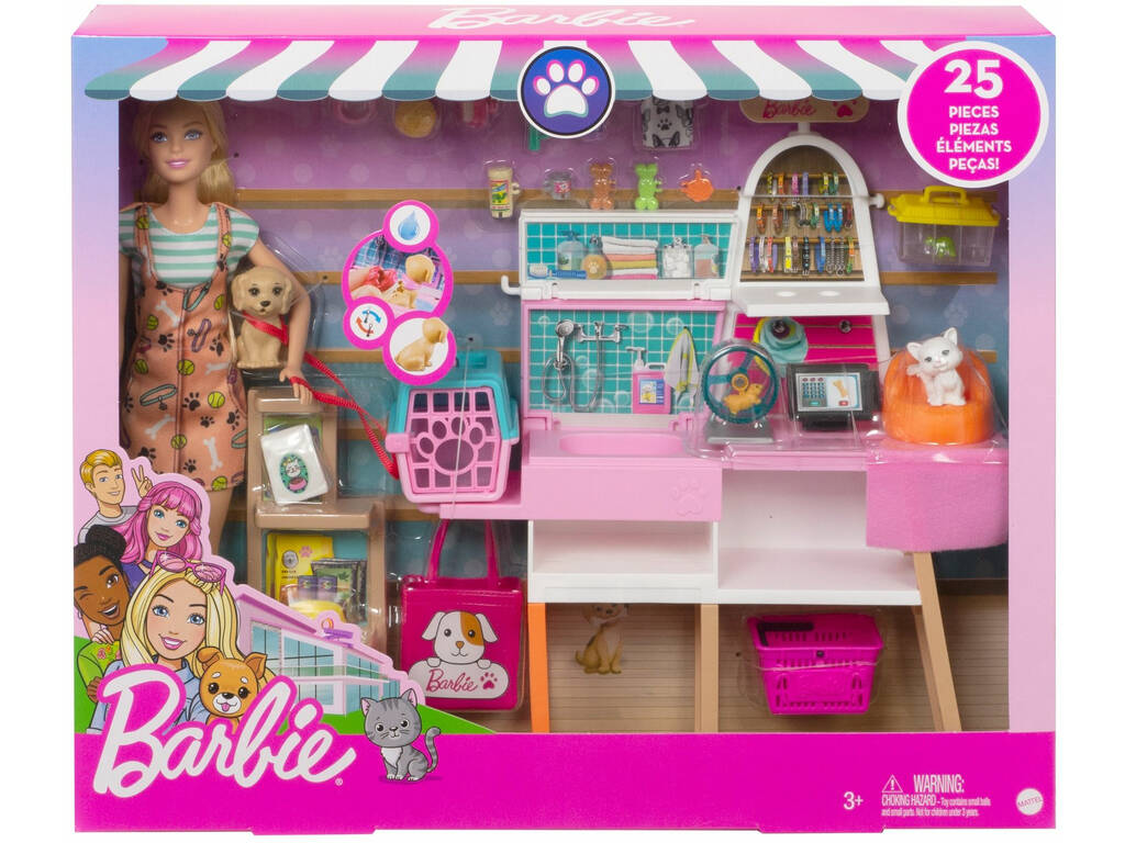 Barbie Mobilier coffret Poupée et Son Animalerie Mattel GRG90