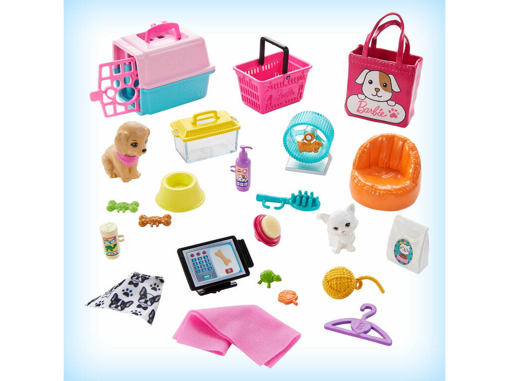 Barbie Mobilier coffret Poupée et Son Animalerie Mattel GRG90