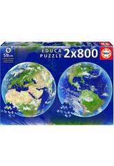 Puzzle 2x800 Planeta Terra Educa 19039