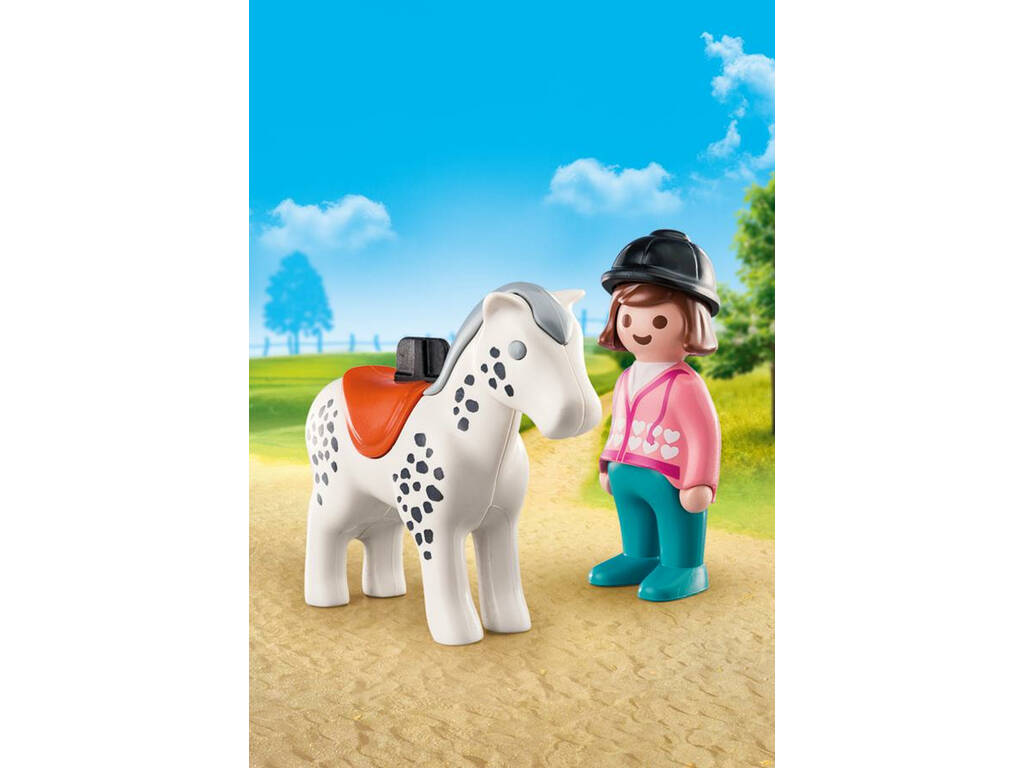 Playmobil 1.2.3 Cavalier avec Cheval 70404