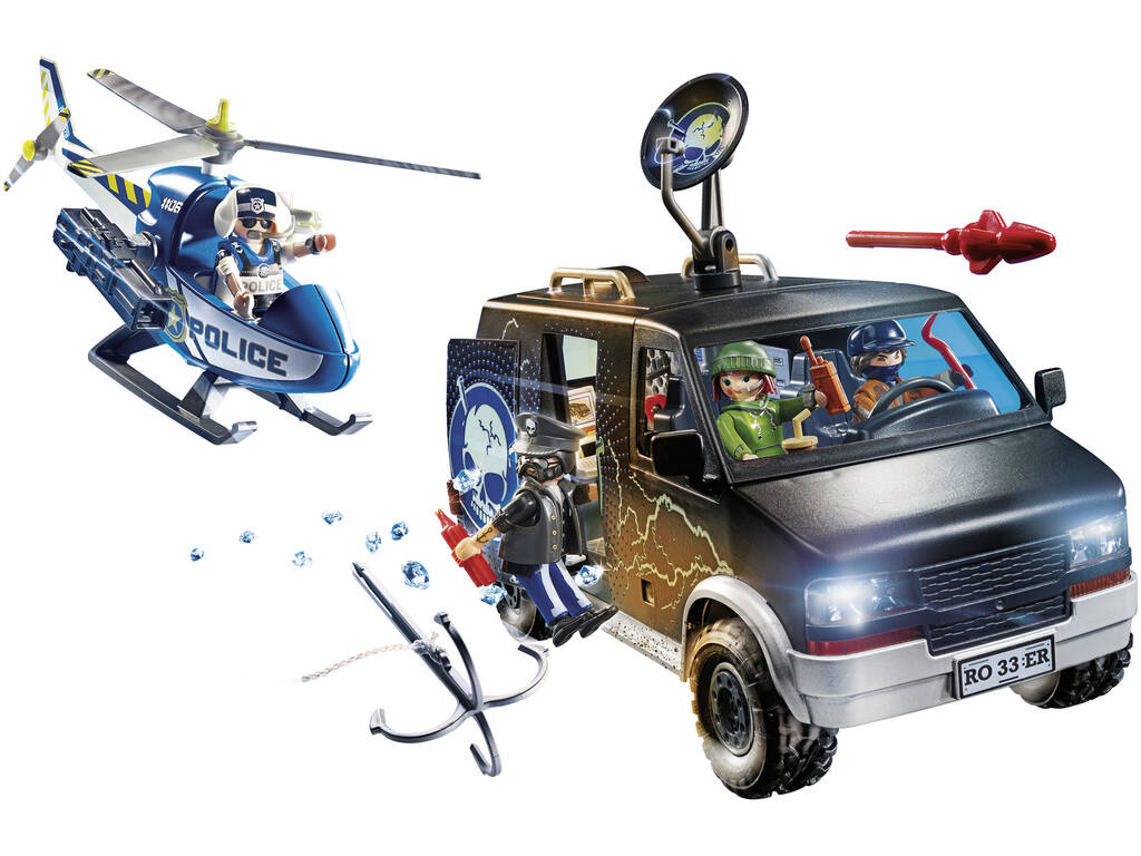 Playmobil City Action Hélicoptère de la Police Poursuite du Véhicule Utilisé Pour Fuir 70575