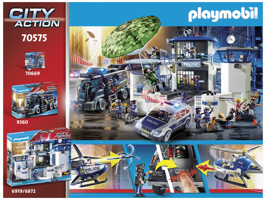 Playmobil City Action Hélicoptère de la Police Poursuite du Véhicule Utilisé Pour Fuir 70575