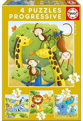 Progressive Puzzles 12-16-20-25 Wildtiere von Educa 17147