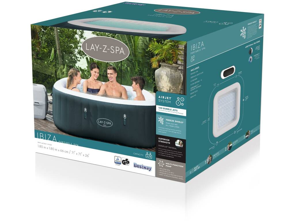 Spa Gonflable Ibiza Air Jet Lay-Z-Spa 180X180X66 cm. Bestway 60015