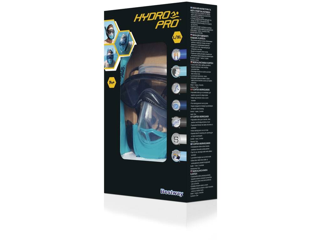 Maschera Sub Snorkel con 2 Tubi Hydro Pro Taglia L/XL Bestway 24058