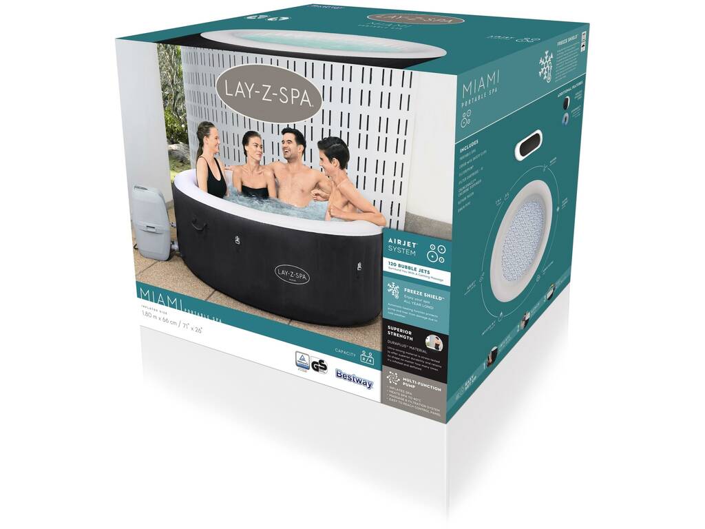Spa Hinchable Miami Air Jet Lay-Z-Spa 180X66 cm. Bestway 60001