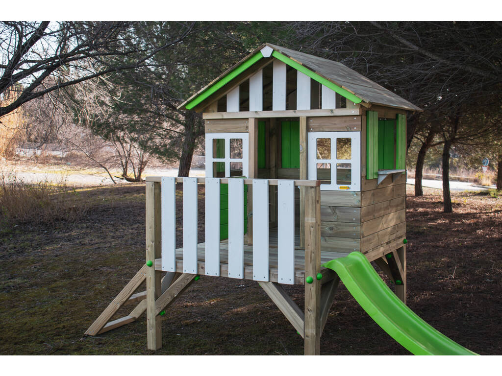 Maison de jeu surélevée Lollipop Green avec toboggan Masgames MA800533