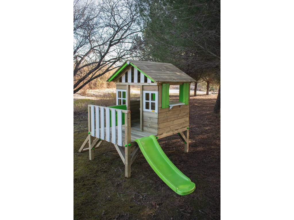 Maison de jeu surélevée Lollipop Green avec toboggan Masgames MA800533