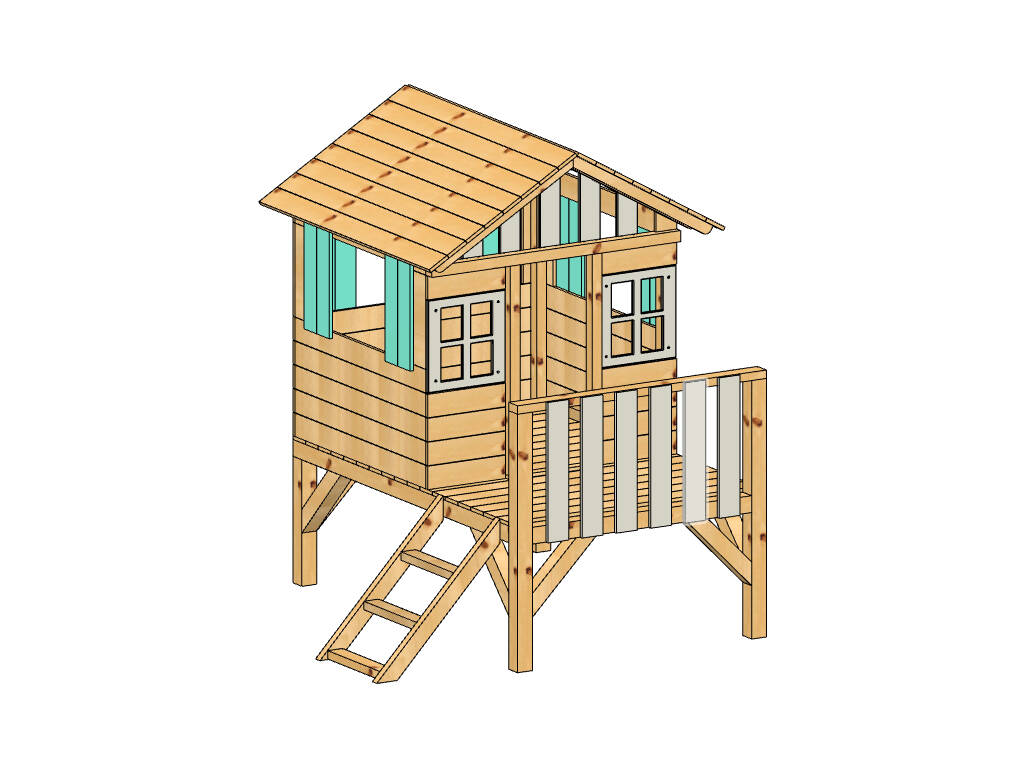 Maison de jeu surélevée Lollipop Green avec toboggan Masgames MA800533