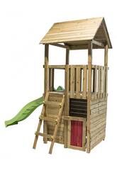 Aire de jeux L Tibidabo avec maison de jeux et balançoire individuelle Masgames MA700232