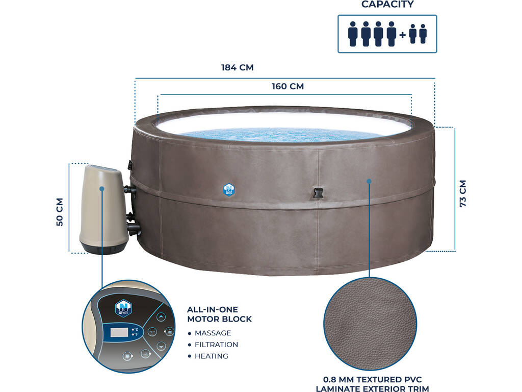 Spa NetSpa Vita Premium 4/6 sièges 73x184 cm semi-rigide avec mobilier