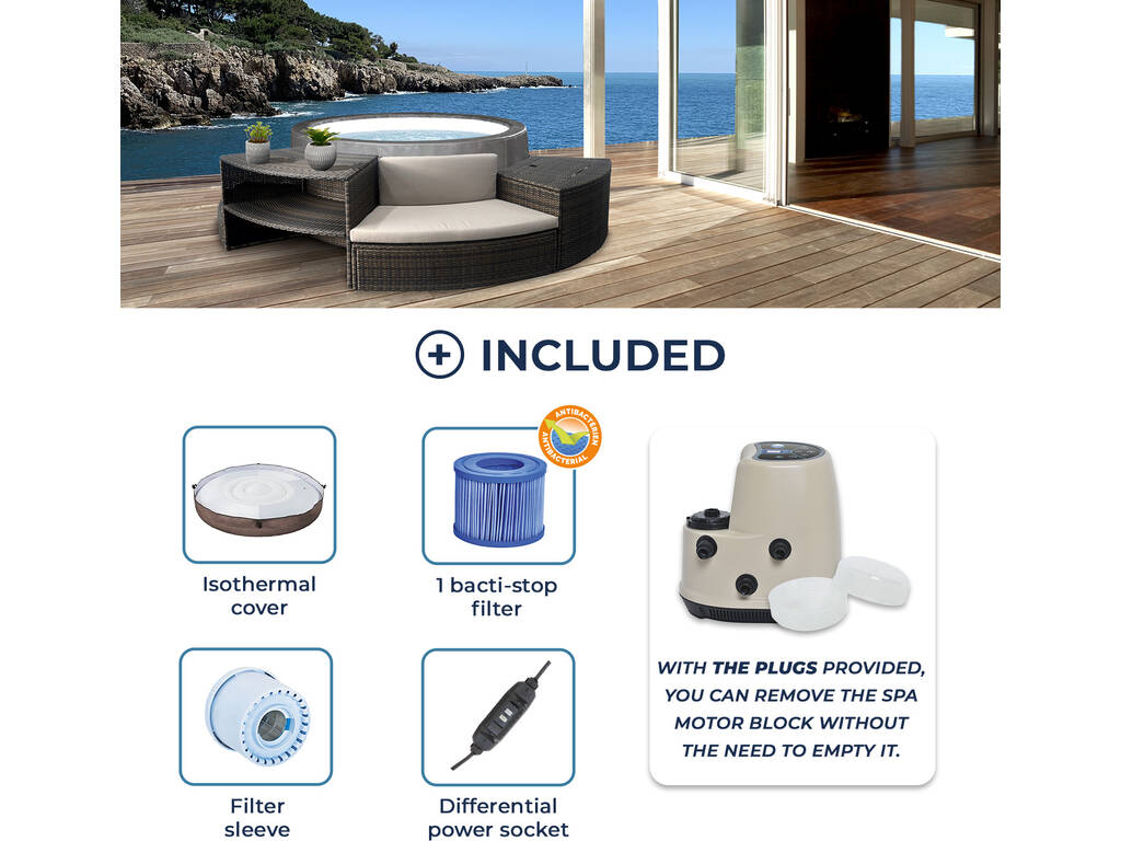 Spa NetSpa Vita Premium 4/6 sièges 73x184 cm semi-rigide avec mobilier