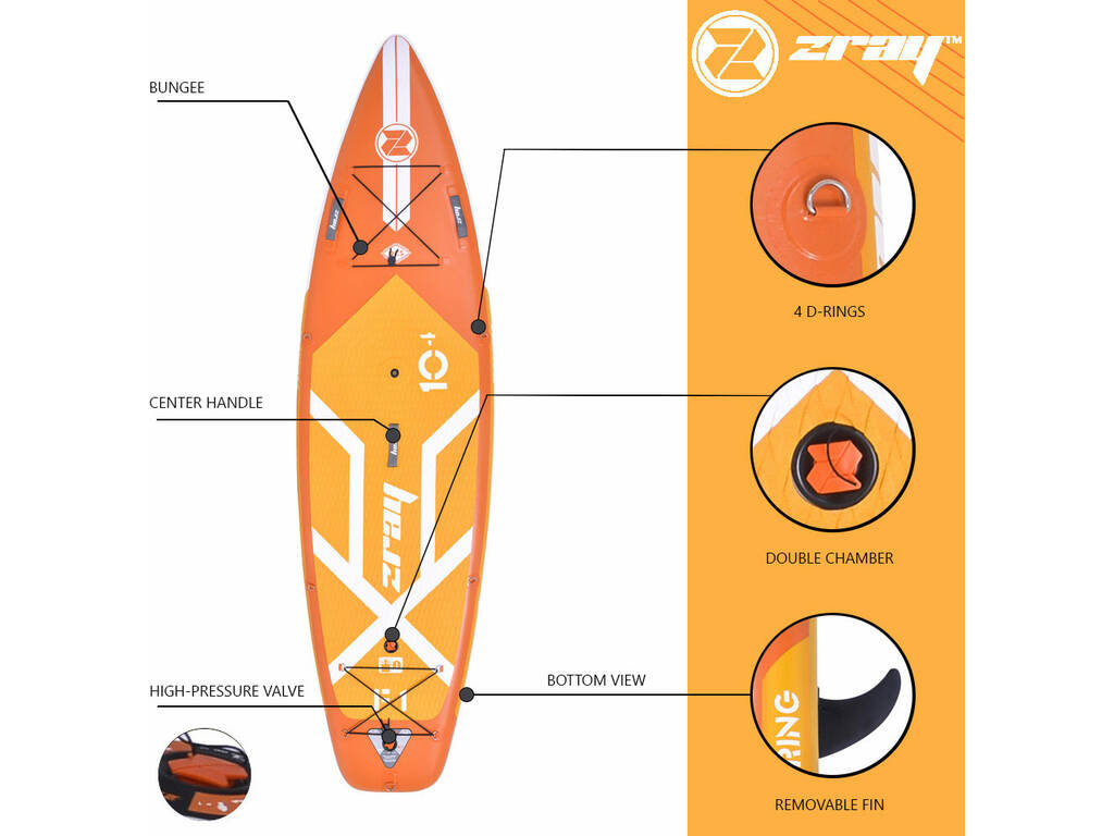Zray SUP Fury F1 Planche de surf à pagaie gonflable 305x81x15 cm