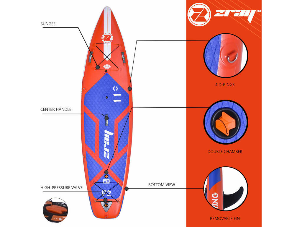 Zray SUP Fury F2 Planche à pagaie gonflable 335x84x15 cm