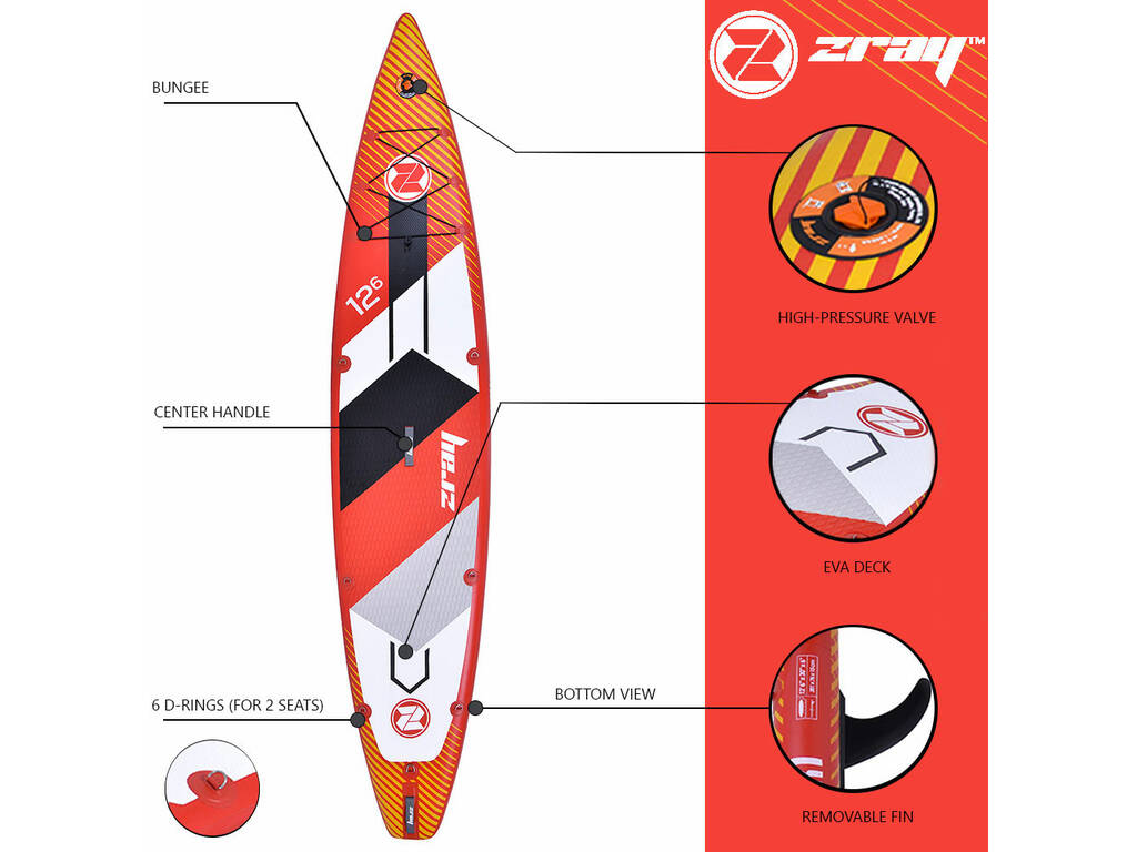 Zray SUP Rapid Inflatable Paddle Board 381x76x15 cm