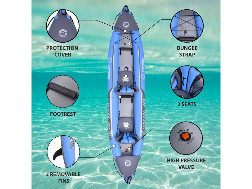 Kayak Insuflável Zray Tartaruga 400 de 386x86x28 cm