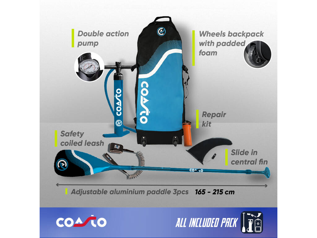 Tavola da Paddle Surf gonfiabile Coasto Amerigo da 315x84x15 cm