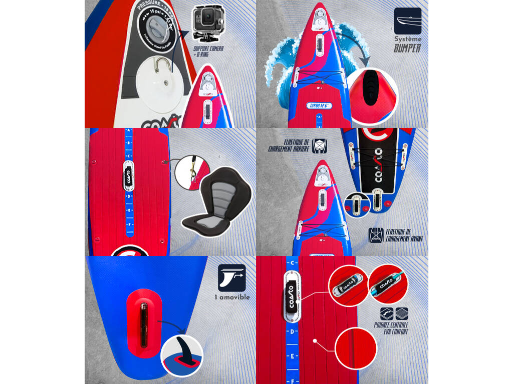 Coasto Turbo Planche de Padelsurf gonflable 381x76x15 cm