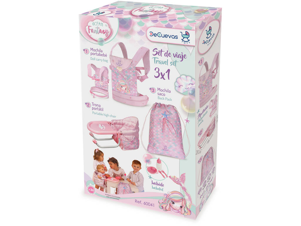 Set De Viagem Portabebé + Cadeira Elevada Portátil Lanche Ocean Fantasy DeCuevas 60041
