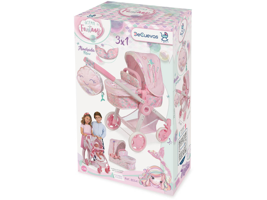Carrozzina per Bambole 3x1 Pieghevole Ocean Fantasy DeCuevas 80541