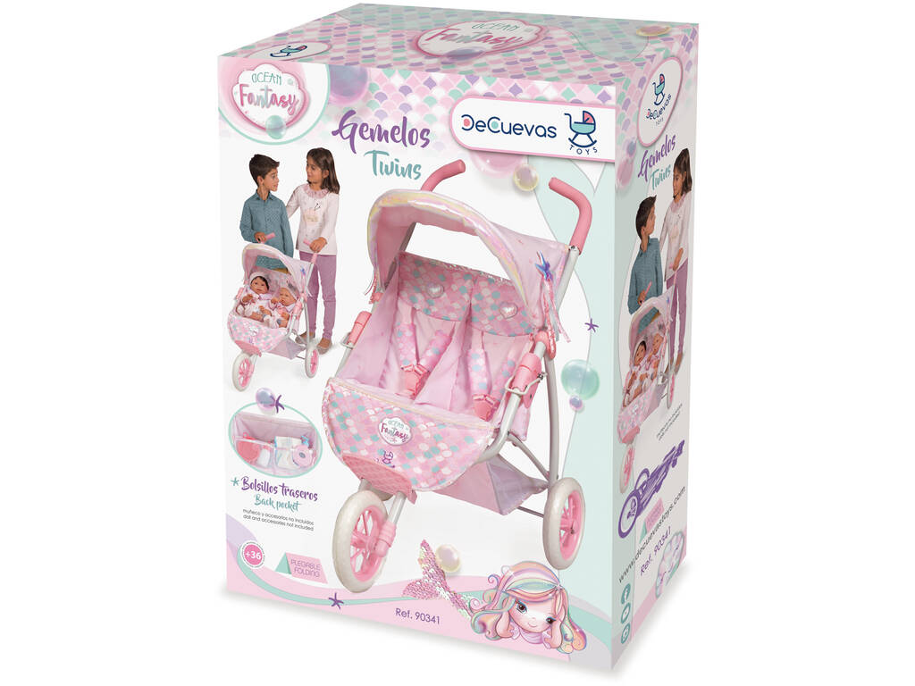 Ocean Fantasy DeCuevas 90341 Ocean Fantasy Chaise pliante pour poupées jumelles Chariot pour poupées