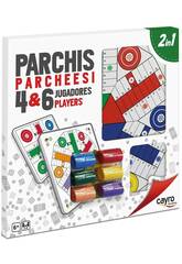 Brettspiel 40x40 cm. Parcheesi 4 und 6 Spieler mit Zubehör Cayro 096
