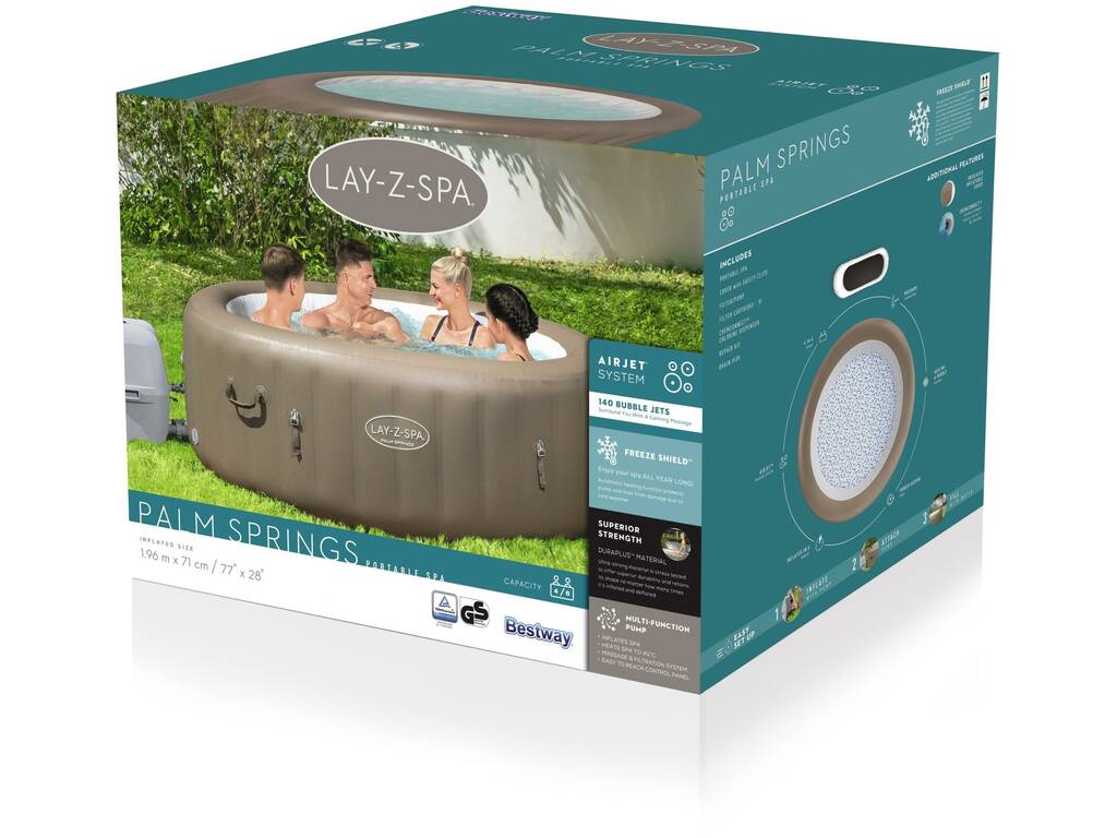  Spa Gonfiabile Lay Z Spa Palm Spring Air Jet 196x71 cm. Bestway 60017