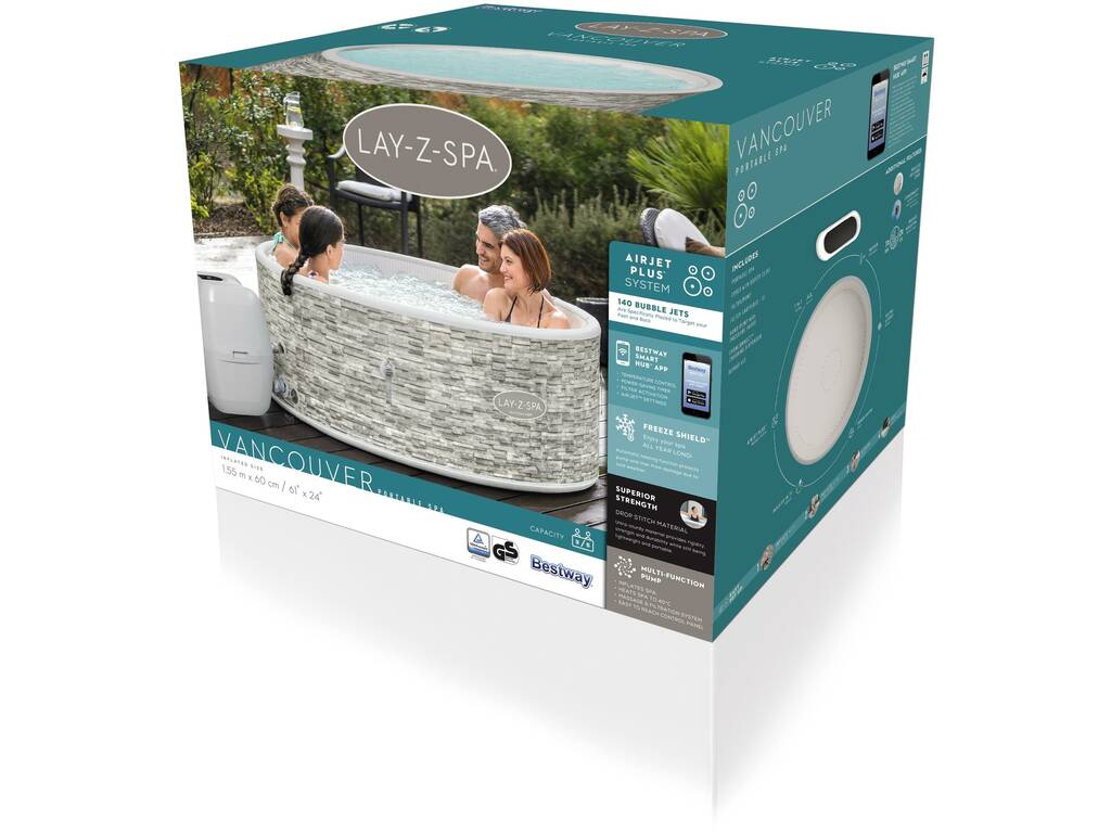Spa Gonfiabile Lay Z Spa Vancouver Air Jet Plus 155x60 cm. Bestway 60027
