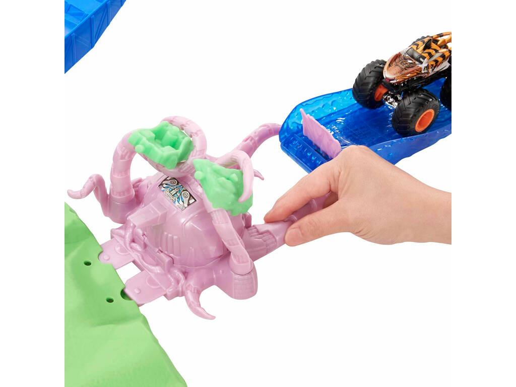 Hot Wheels Monster Trucks Stadio con Vulcano e T-Rex Mattel GYL14
