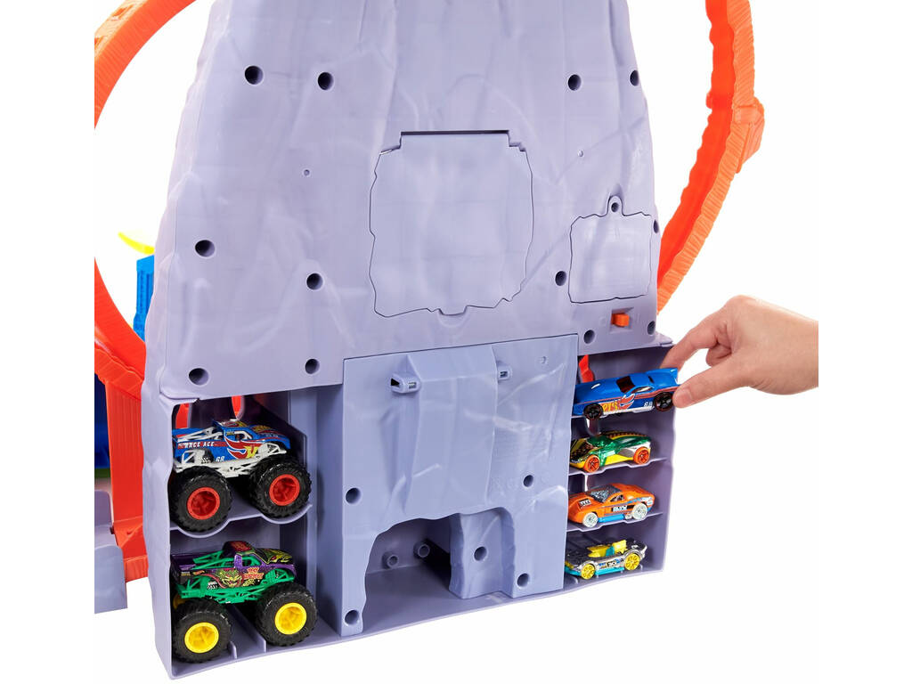 Hot Wheels Monster Trucks Stadio con Vulcano e T-Rex Mattel GYL14