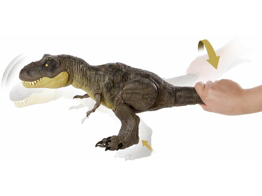 Jurassic World tirannosauro rex pedata e attacco Mattel GWD67