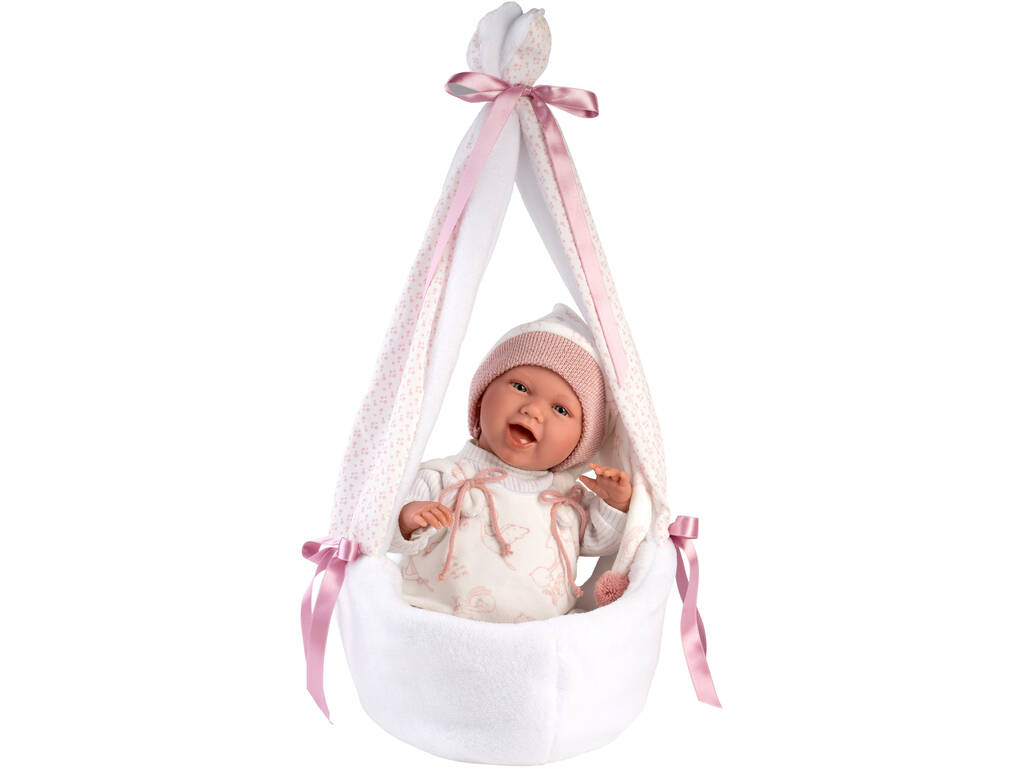 Nacelle de poupée Mimi Smiles Pink Stork 42 cm. Llorens 74006