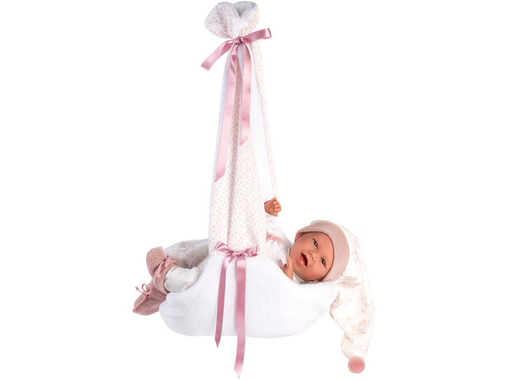 Nacelle de poupée Mimi Smiles Pink Stork 42 cm. Llorens 74006