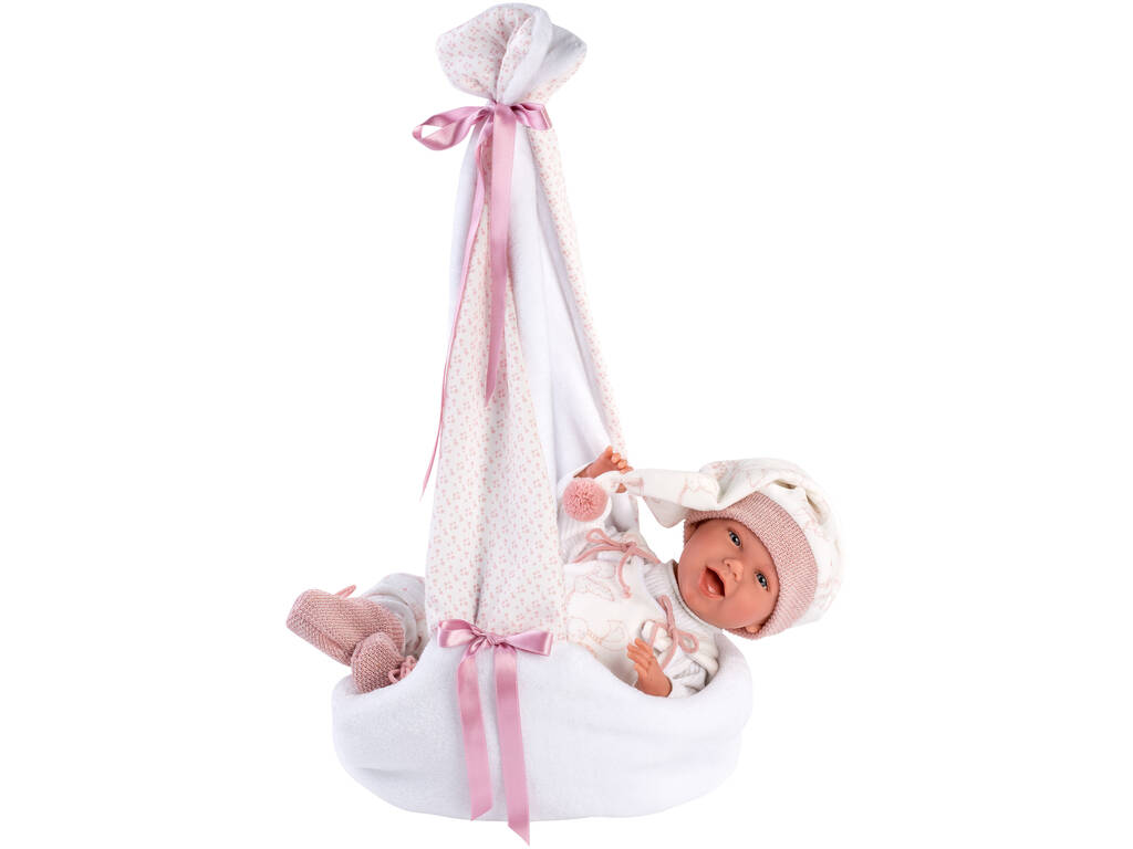Nacelle de poupée Mimi Smiles Pink Stork 42 cm. Llorens 74006