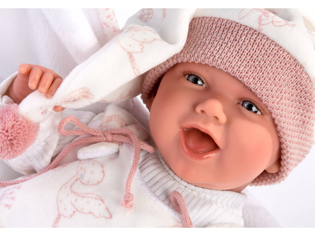 Nacelle de poupée Mimi Smiles Pink Stork 42 cm. Llorens 74006