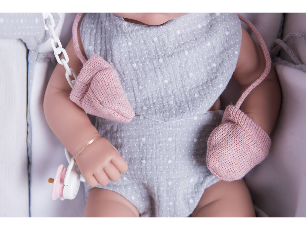 Muñeca Elegance 42 cm. Salma Gris Con Cambiador y Manoplas Arias 65287