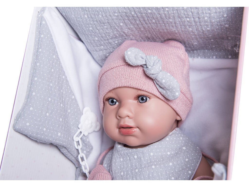 Muñeca Elegance 42 cm. Salma Gris Con Cambiador y Manoplas Arias 65287
