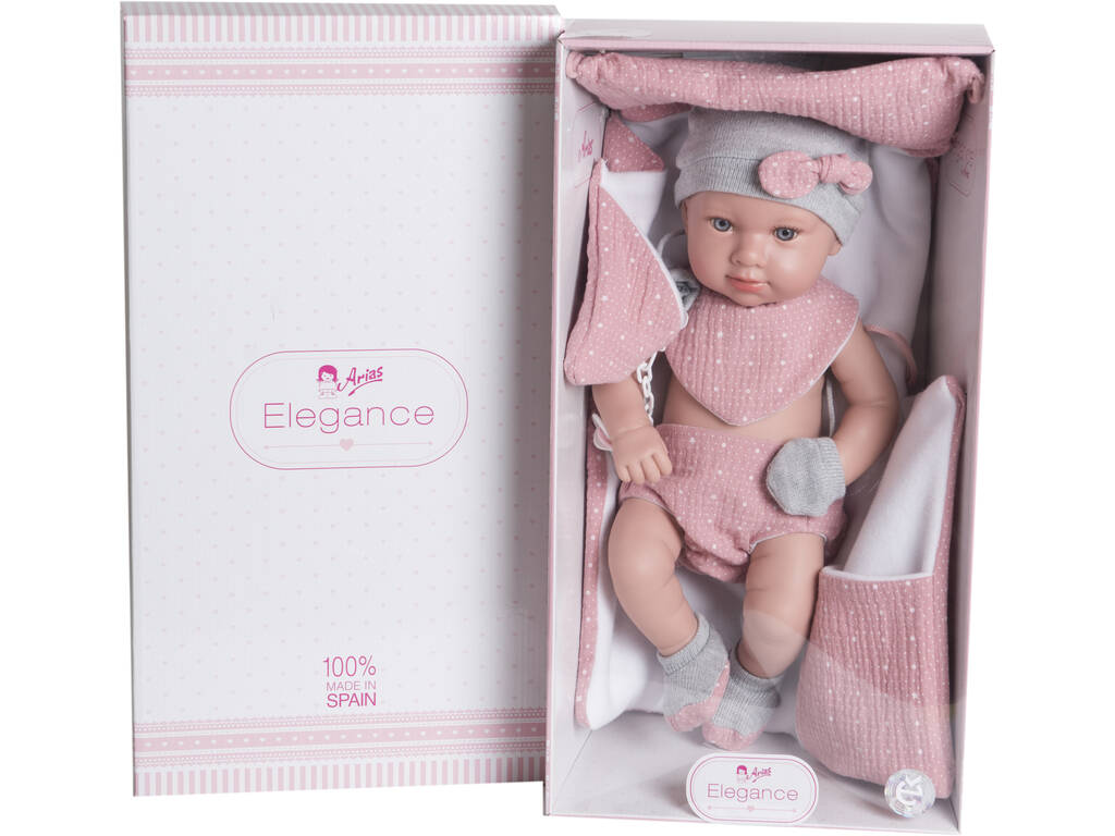 Bambola Elegance 42 cm. Salma Rosa con Fasciatoio e Muffole Arias 65288