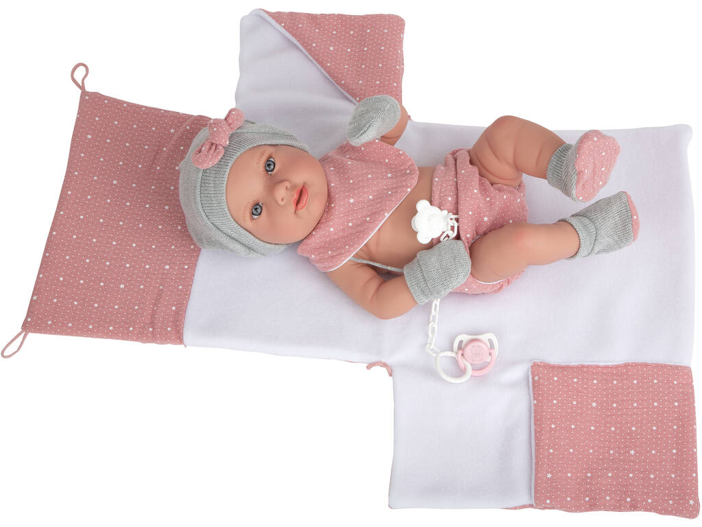 Bambola Elegance 42 cm. Salma Rosa con Fasciatoio e Muffole Arias 65288