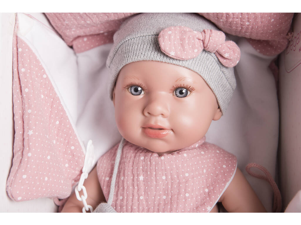 Bambola Elegance 42 cm. Salma Rosa con Fasciatoio e Muffole Arias 65288
