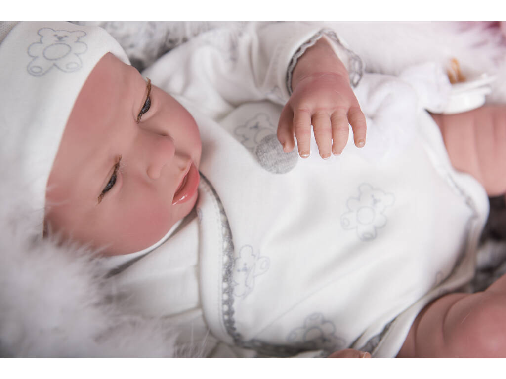 Bambola Reborn Noel 40 cm. Con Culla e Peluche Arias 98048