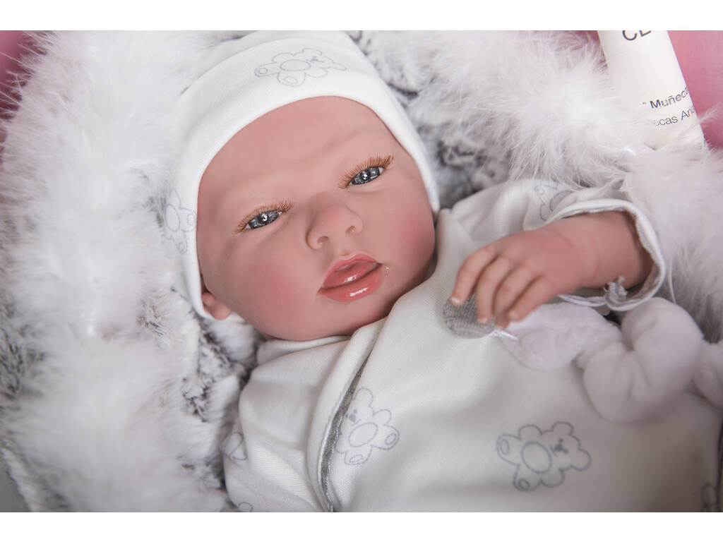 Bambola Reborn Noel 40 cm. Con Culla e Peluche Arias 98048