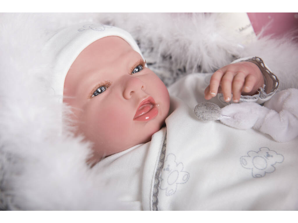 Bambola Reborn Noel 40 cm. Con Culla e Peluche Arias 98048
