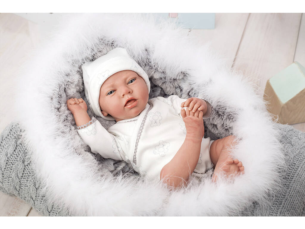 Bambola Reborn Noel 40 cm. Con Culla e Peluche Arias 98048